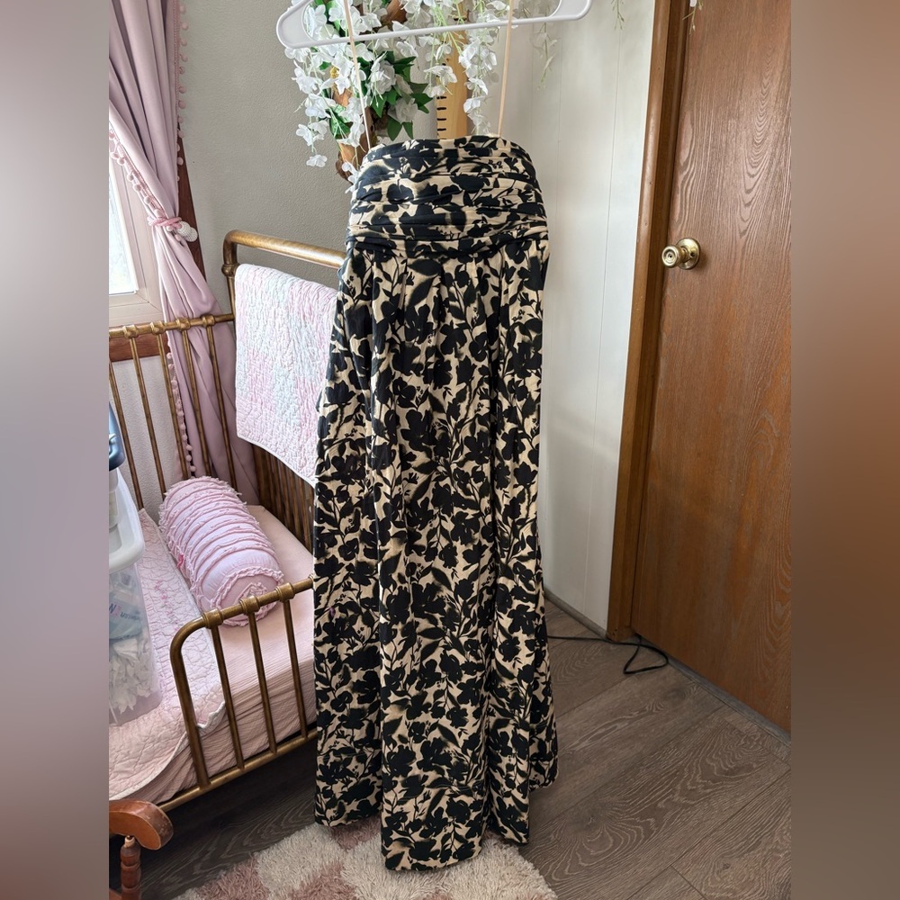 J. Crew Strapless Black & Cream Floral Maxi Dress - Picture 5 of 9